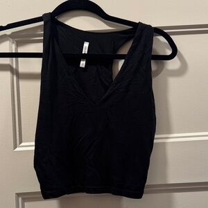 Black Sleeveless V-Neck Top